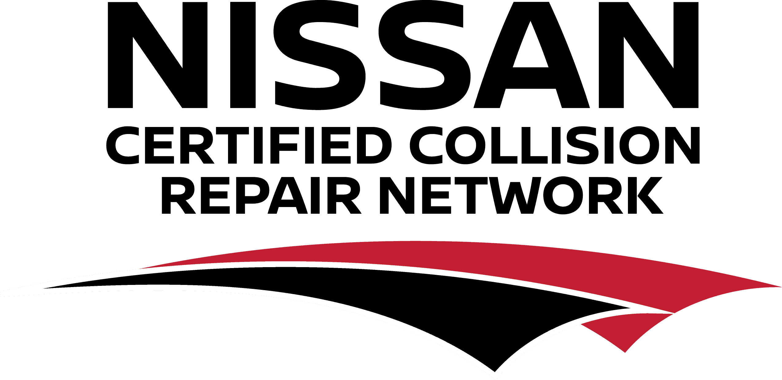 A stylized logo features a curved, red and white swoosh above a black text, evoking the streamlined design of an auto body shop.