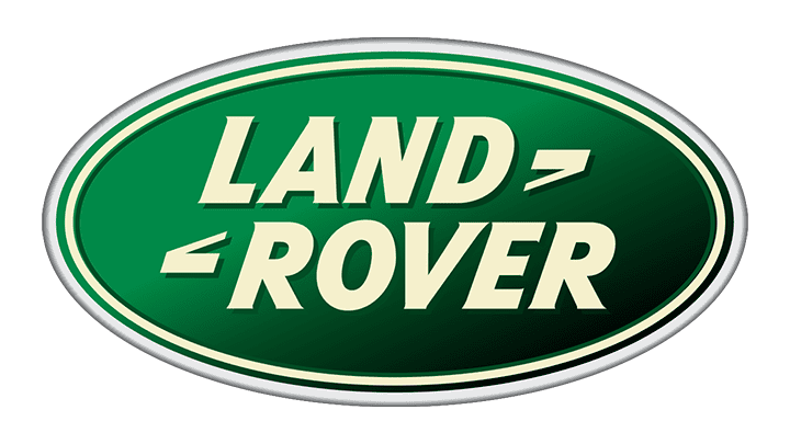 Green oval Land Rover logo with white text, often seen on the auto body of these renowned vehicles.