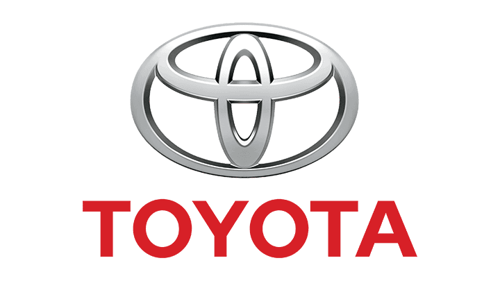 The image showcases the Toyota logo with the brand name "TOYOTA" in red, elegantly displayed below a silver emblem, encapsulating the essence of auto body excellence.