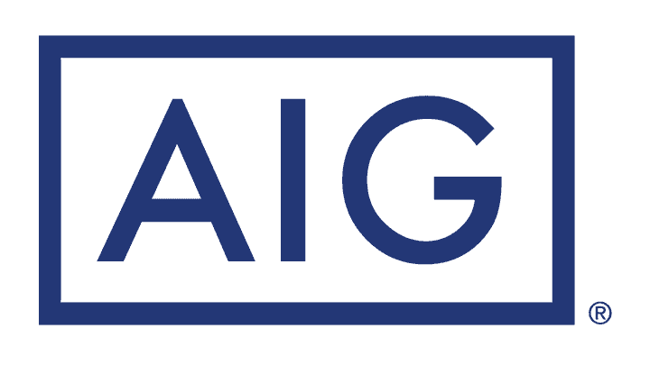 Dark blue logo with the letters "AIG" centered inside a rectangular border, reminiscent of an auto body shop sign.