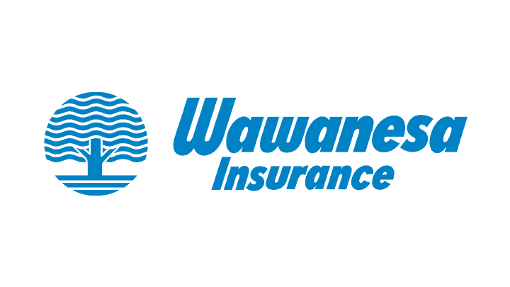 Blue Wawanesa Insurance logo featuring a stylized tree and wavy lines inside a circle on the left, with the company's name in stylized text on the right, reflecting their commitment to Auto Body coverage.