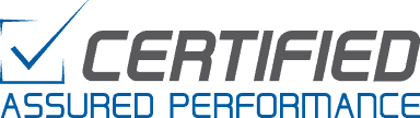 Logo with a blue checkmark followed by the text "CERTIFIED" in bold grey letters and "ASSURED AUTO BODY PERFORMANCE" in blue underneath.